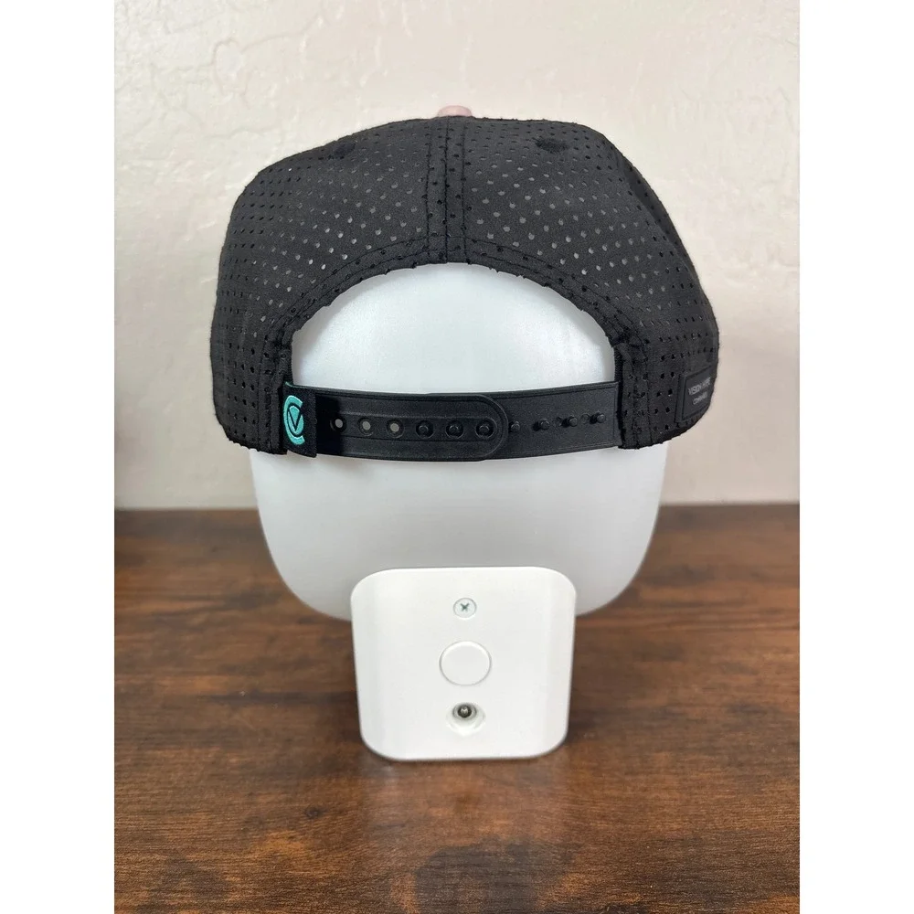 Vision Canopy Snapback Hat Tan Geometric Camo Black Perforated Mesh Flat Bill